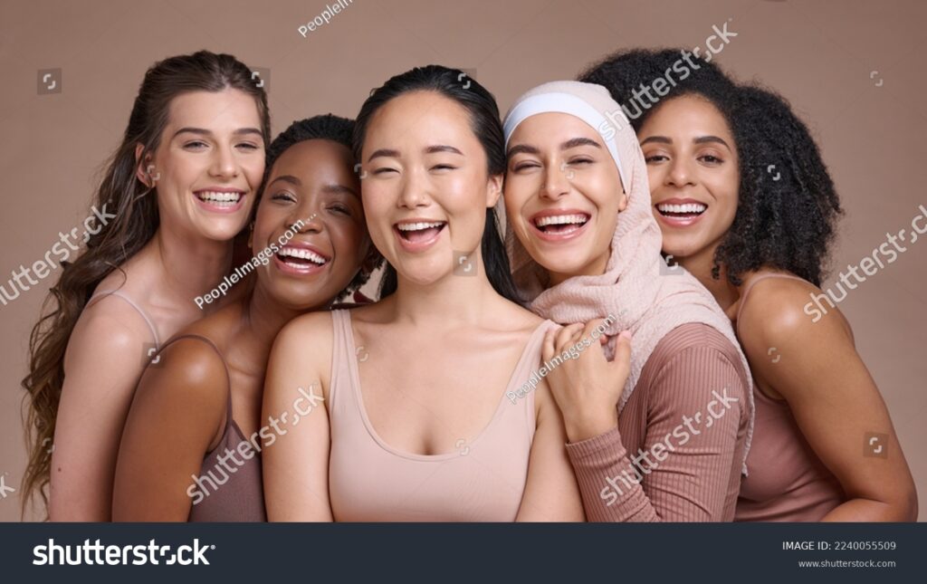 stockphotohappyportraitandwomenwithdiversityandbeautyfriendstogetherandinclusionpridein2240055509 iWorkZoom